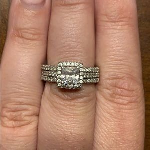 Sterling Silver interlocking CZ wedding set